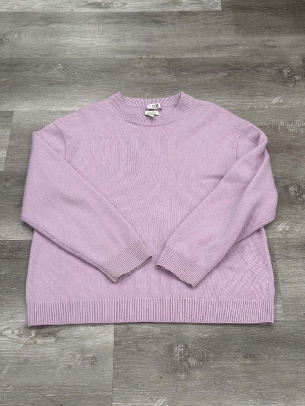 COS Chunky Pure Cashmere Crew-Neck Sweater Lavender Relaxed Size XL UNISEX